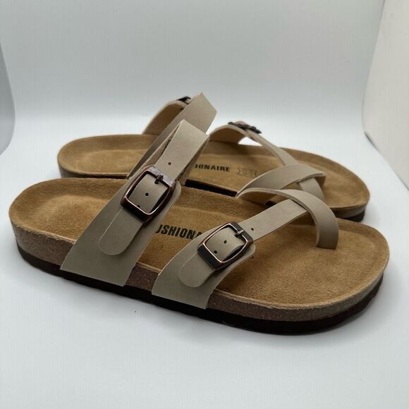 CUSHIONAIRE Women's Cork Footbed Sandal With +Comfort 8 TAUPE - Picture 1 of 7
